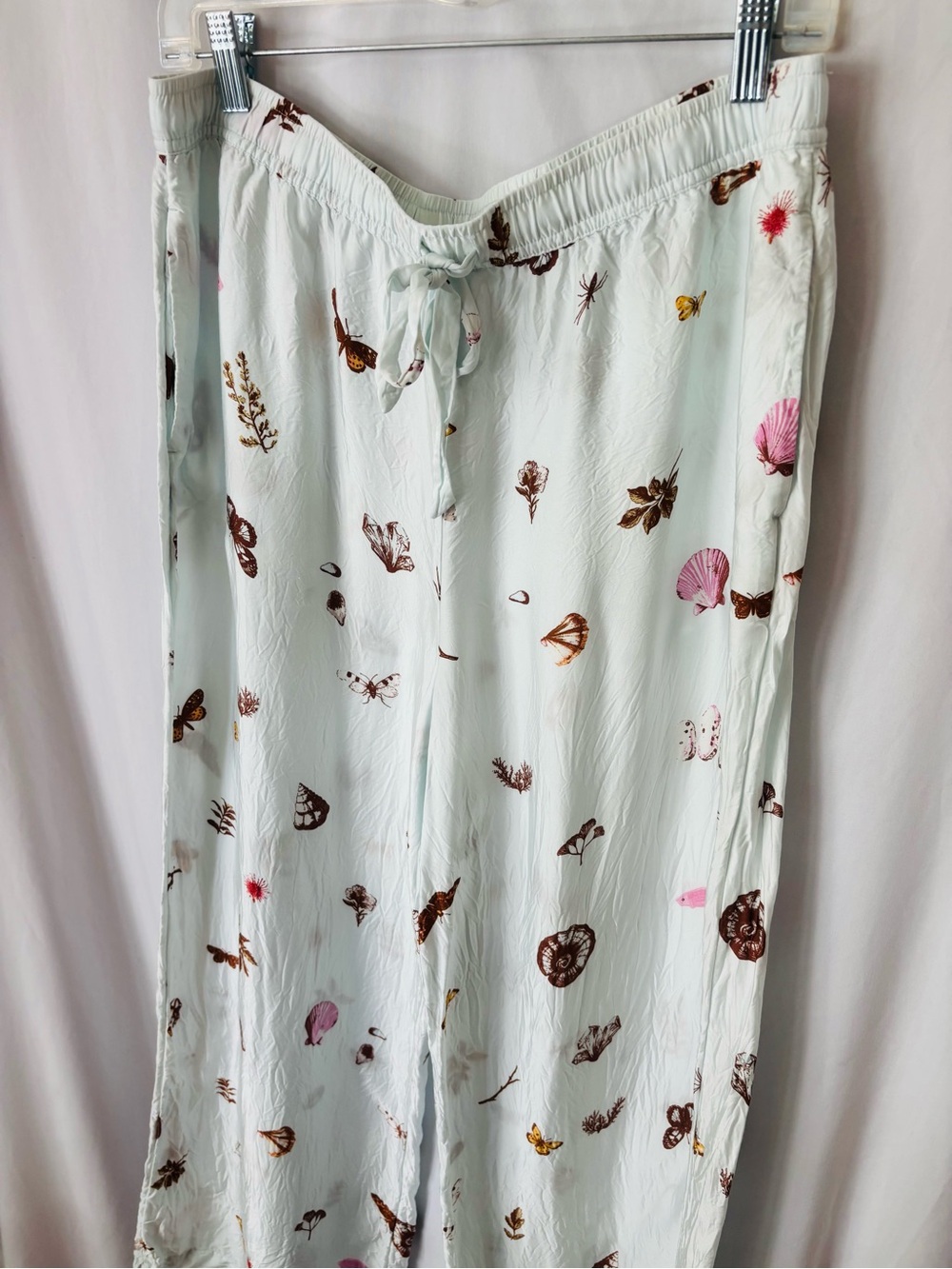 Anthropologie Wide Leg Pants Butterfly Moth Shells Blue Womens L